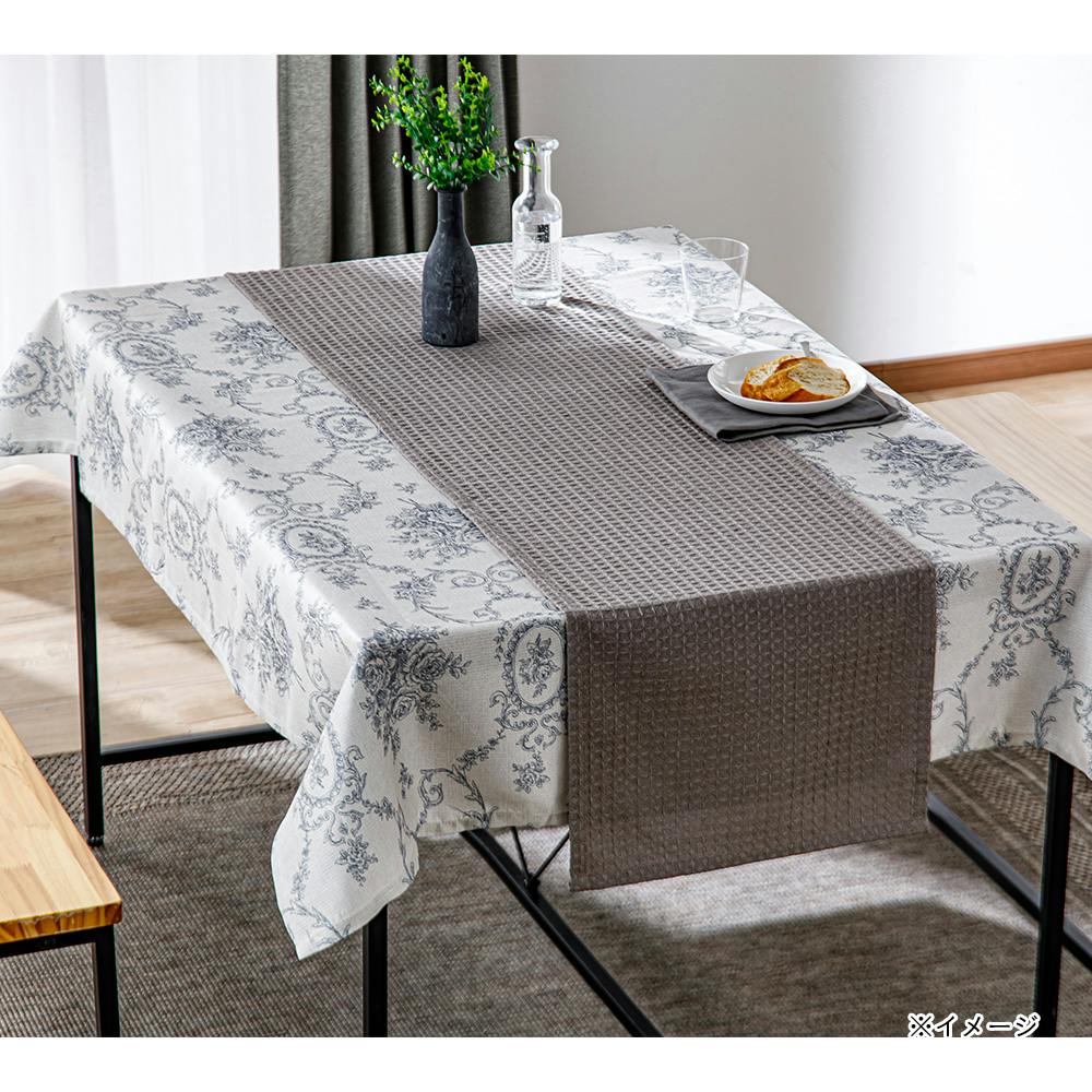 刺繍入りテーブルクロス ホワイト テーブルクロス ルソラ ホワイト/グレー 120×150cm | インテリア雑貨