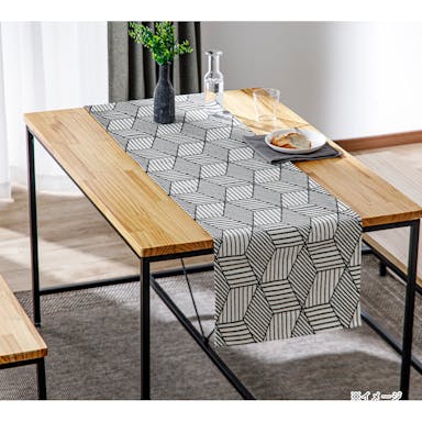 テーブルランナー ルソラ ホワイト/ブラック 40×180cm