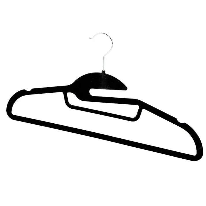 すべりにくい起毛加工ハンガー 45cm ブラック 5本組