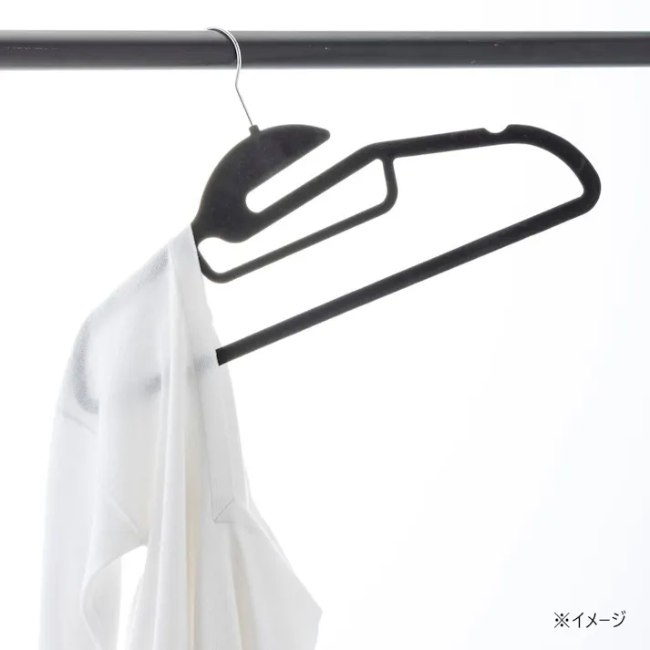すべりにくい起毛加工ハンガー 45cm ブラック 5本組