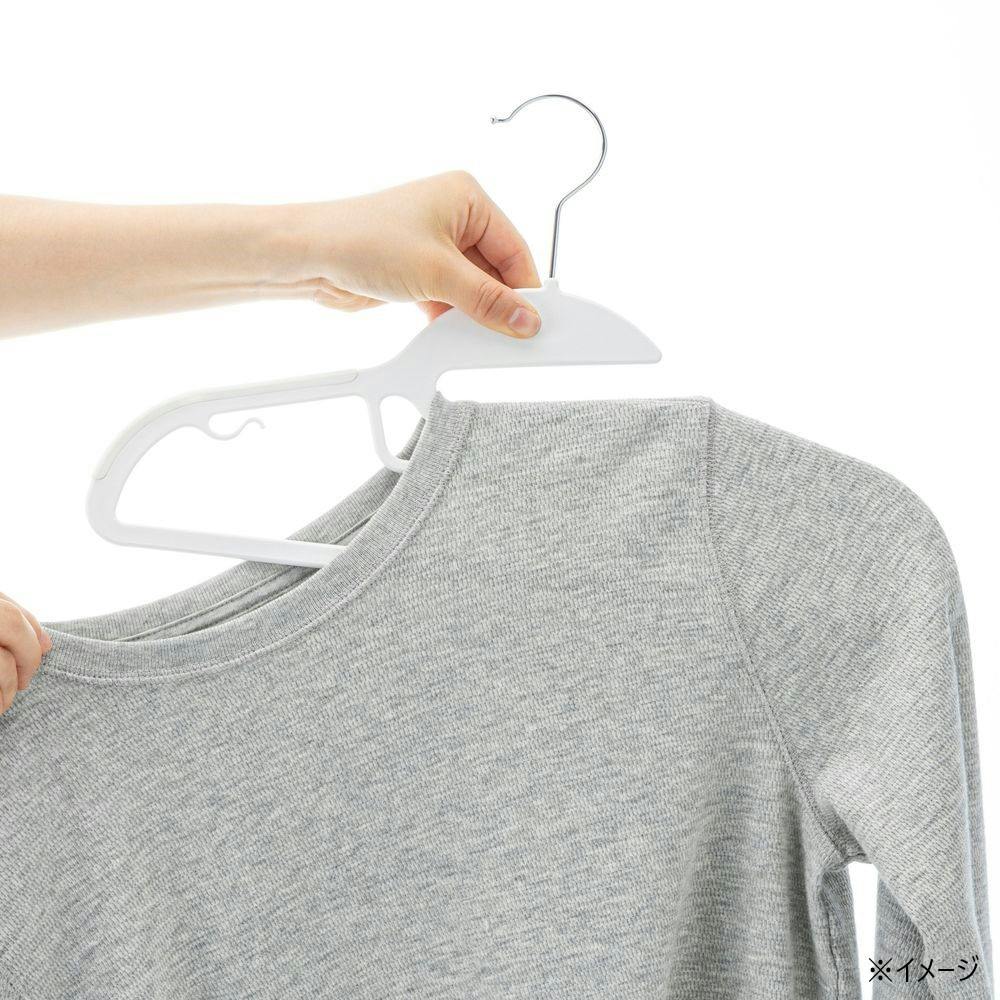 襟元が伸びにくいすべり止め付きハンガー 38cm ホワイト 5本組 | 衣類