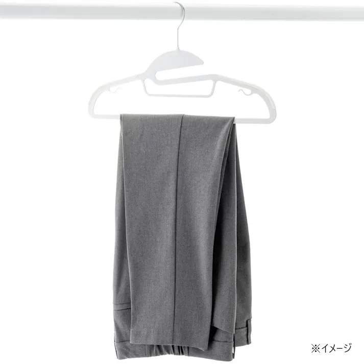 襟元が伸びにくいすべり止め付きハンガー 38cm ホワイト 5本組