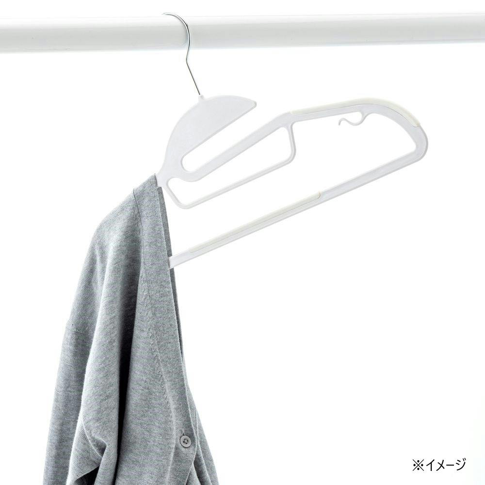 襟元が伸びにくいすべり止め付きハンガー 38cm ホワイト 5本組