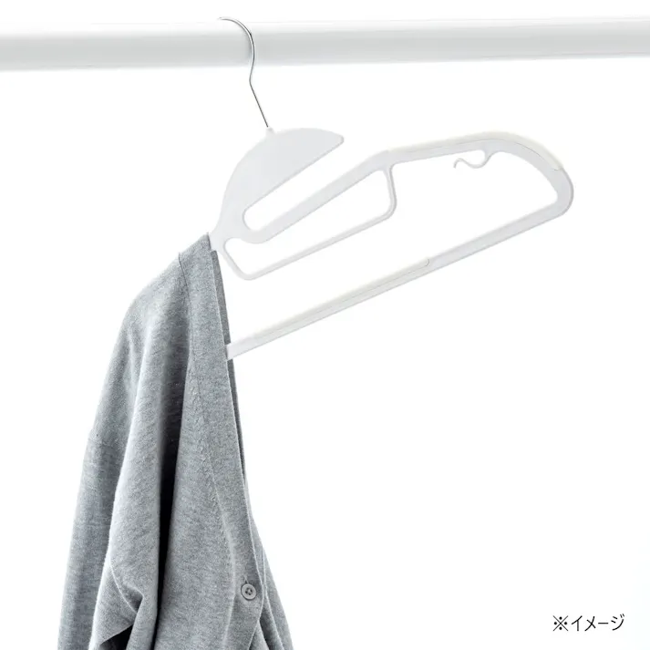 襟元が伸びにくいすべり止め付きハンガー 38cm ホワイト 5本組