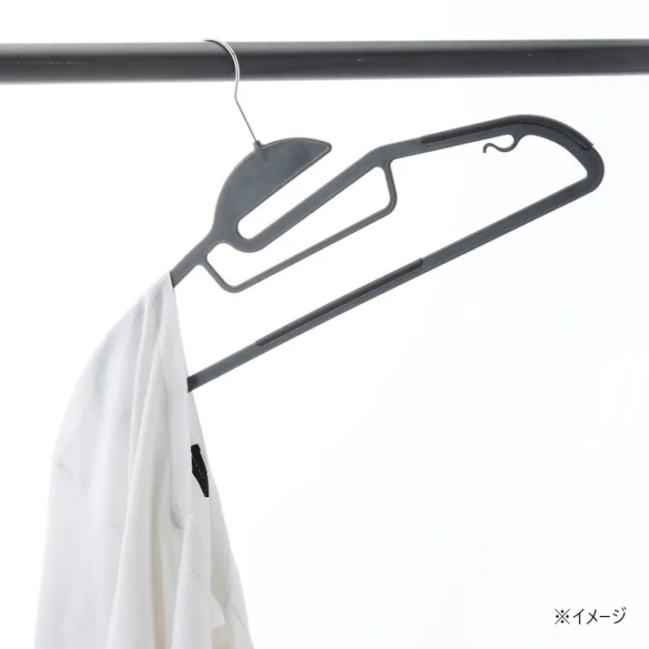 襟元が伸びにくいすべり止め付きハンガー 45cm ブラック 5本組