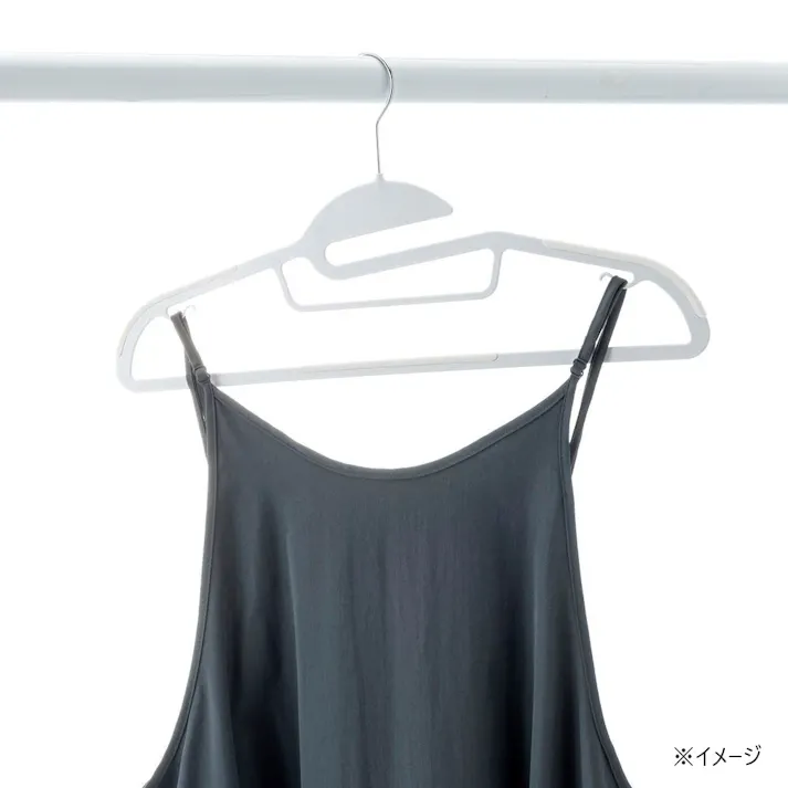 襟元が伸びにくいすべり止め付きハンガー 45cm ホワイト 5本組
