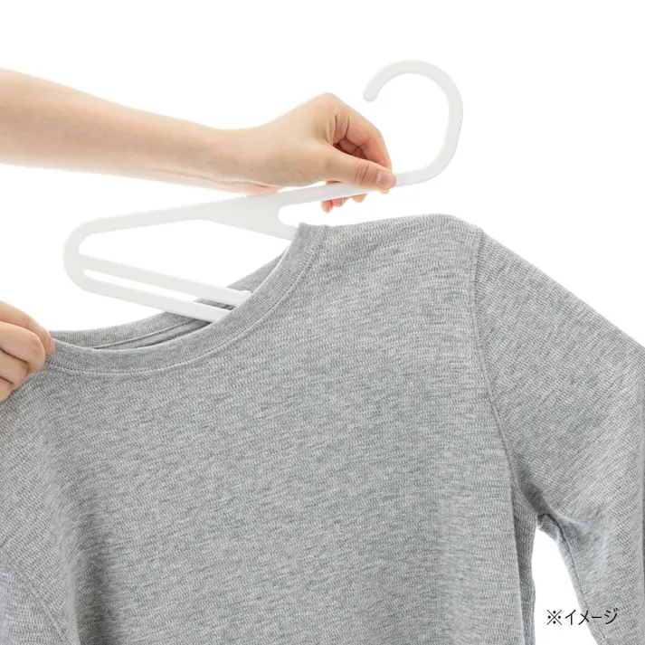 襟元が伸びにくいストッパーつきハンガー ホワイト 5本組