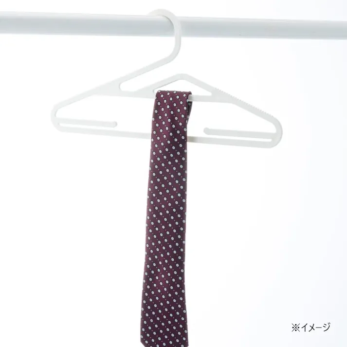 襟元が伸びにくいストッパーつきハンガー ホワイト 5本組