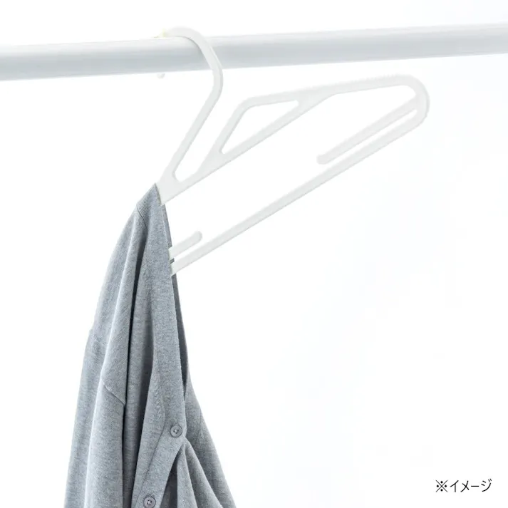 襟元が伸びにくいストッパーつきハンガー ホワイト 5本組