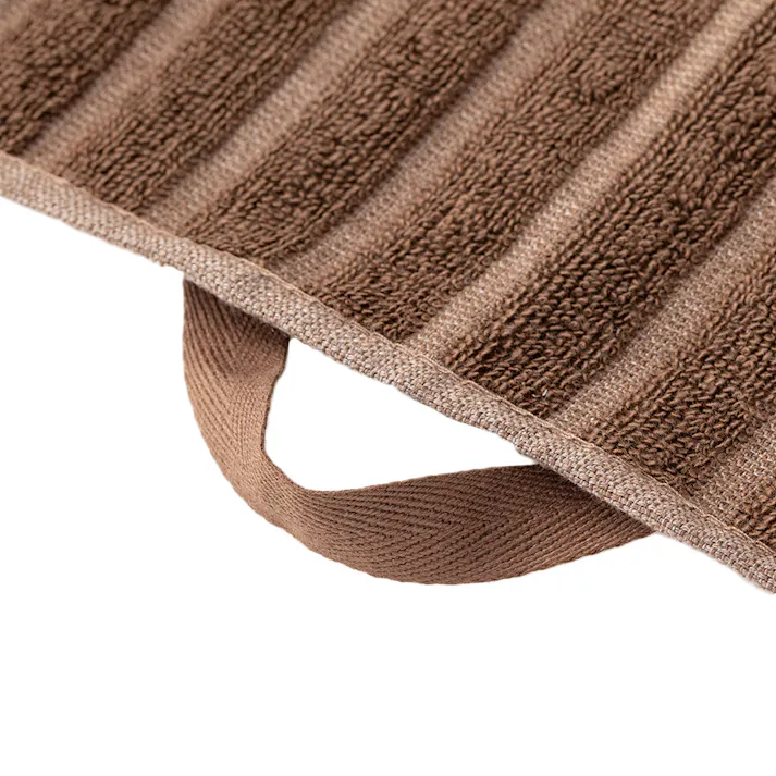 乾きやすいドビーボーダー フェイスタオル ブラウン(販売終了)