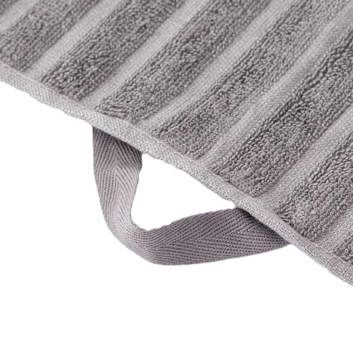 乾きやすいドビーボーダー バスタオル グレー(販売終了)