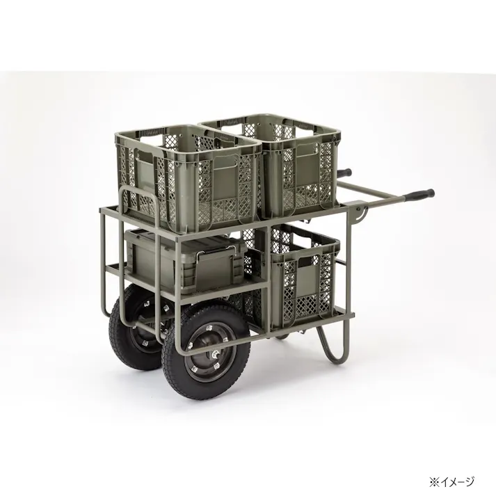 カインズ スチールコンテナ2段二輪車 3個載せ ノーパンク CKN-02DGN