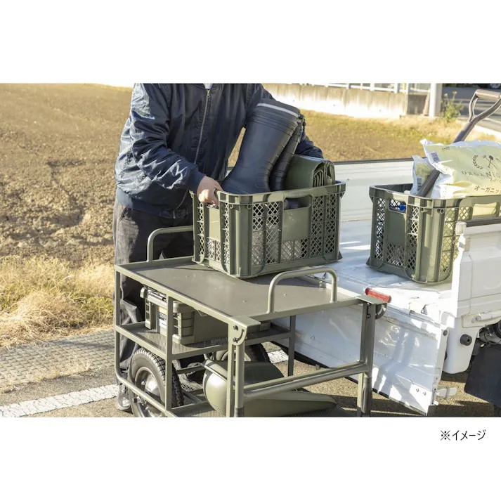 カインズ スチールコンテナ2段二輪車 3個載せ ノーパンク CKN-02DGN