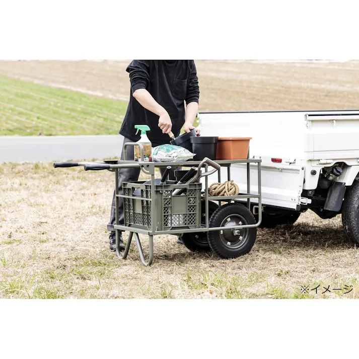 カインズ スチールコンテナ2段二輪車 3個載せ ノーパンク CKN-02DGN