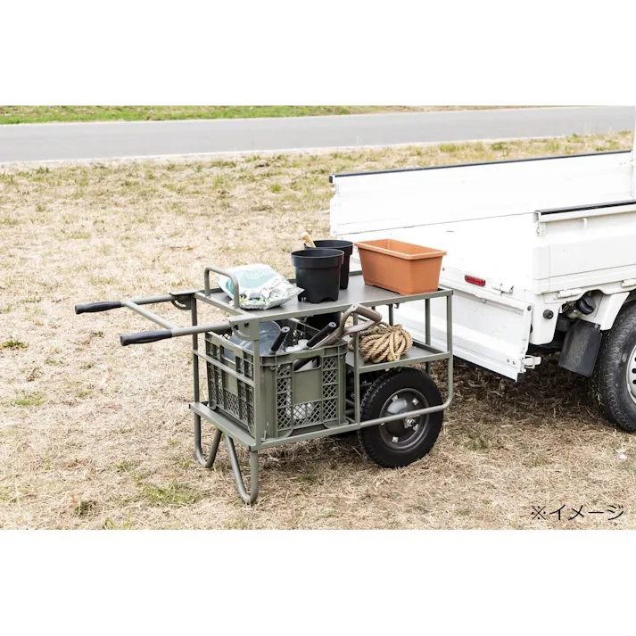 カインズ スチールコンテナ2段二輪車 3個載せ ノーパンク CKN-02DGN