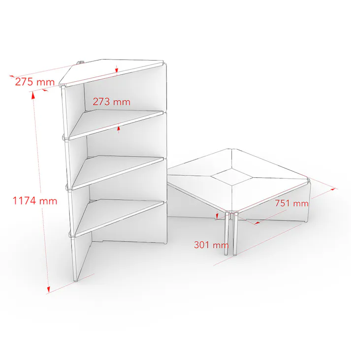 【CDM】ゲームテーブルになるコーナーシェルフ【別送品】