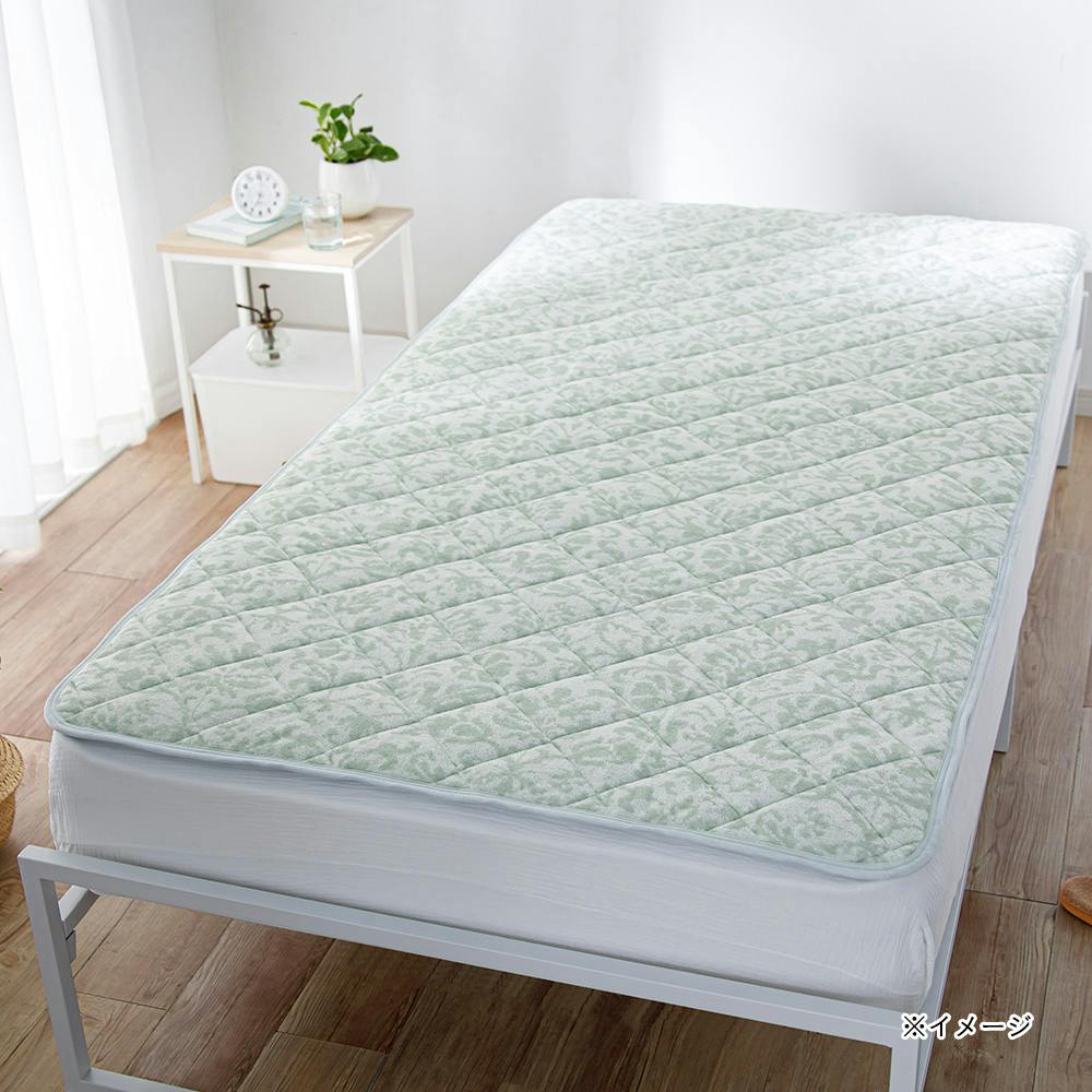 タオル素材の敷パッド Pitapa グリーン シングル 100×200cm | 布団・枕
