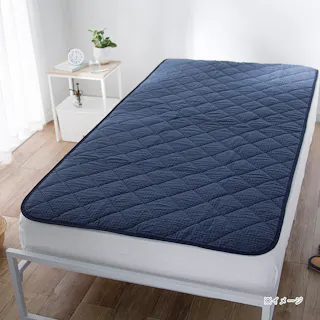 綿100%の敷パッド Pitapa ネイビー シングル 100×200cm