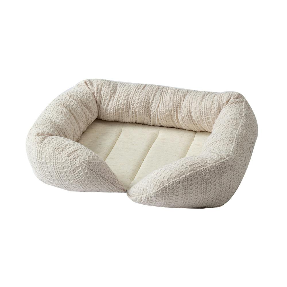 ◆縁付きスクエアマットＳ　ワッフルアイボリー