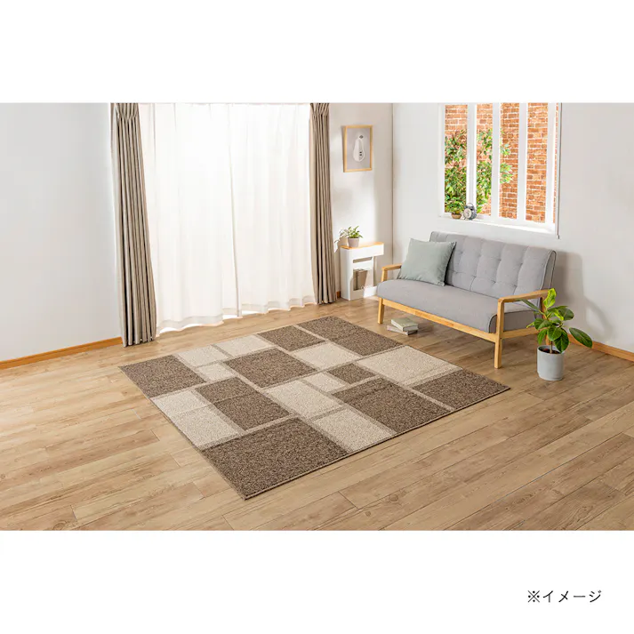 防ダニ・抗菌防臭ラグ ブロック 185×185cm