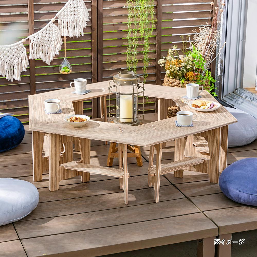 簡単ヘキサテーブル60チークニス仕上げ　EH60t Hexa-table＞ | CAMP GEEKS