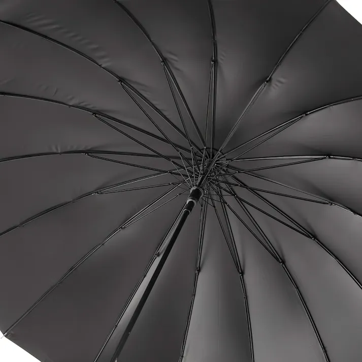 日差しも紫外線も雨も遮れる16本骨長傘 65cm ブラック