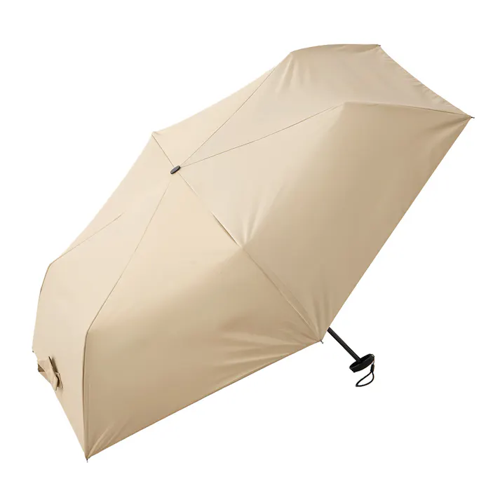 日差しも紫外線も雨も遮れる折傘 フラット 55cm ベージュ