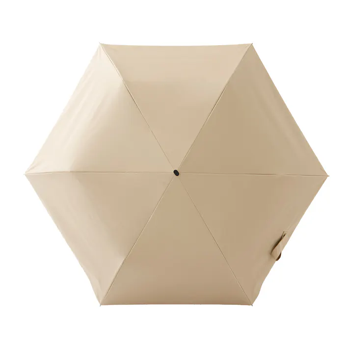 日差しも紫外線も雨も遮れる折傘 フラット 55cm ベージュ