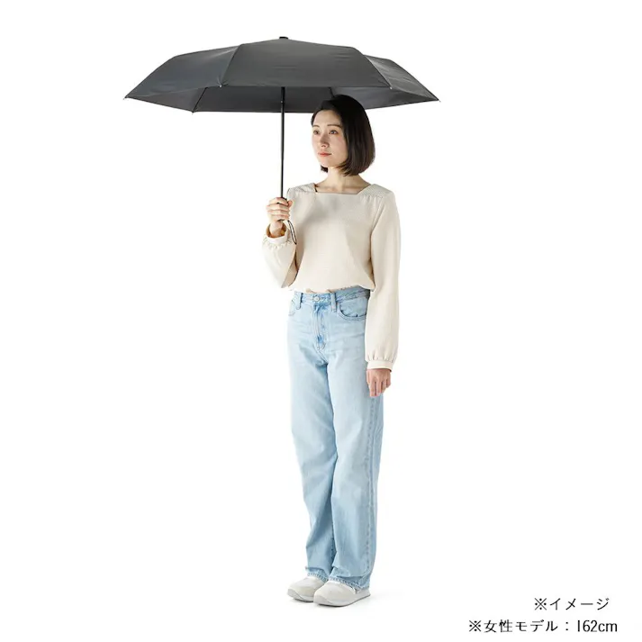 日差しも紫外線も雨も遮れる自動開閉折傘 55cm ブラック
