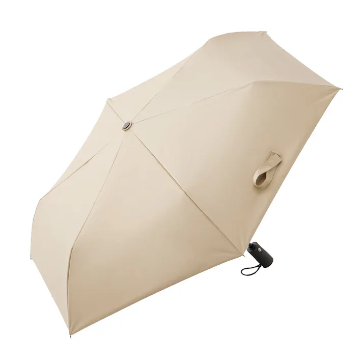 日差しも紫外線も雨も遮れる自動開閉折傘 55cm ベージュ(販売終了)