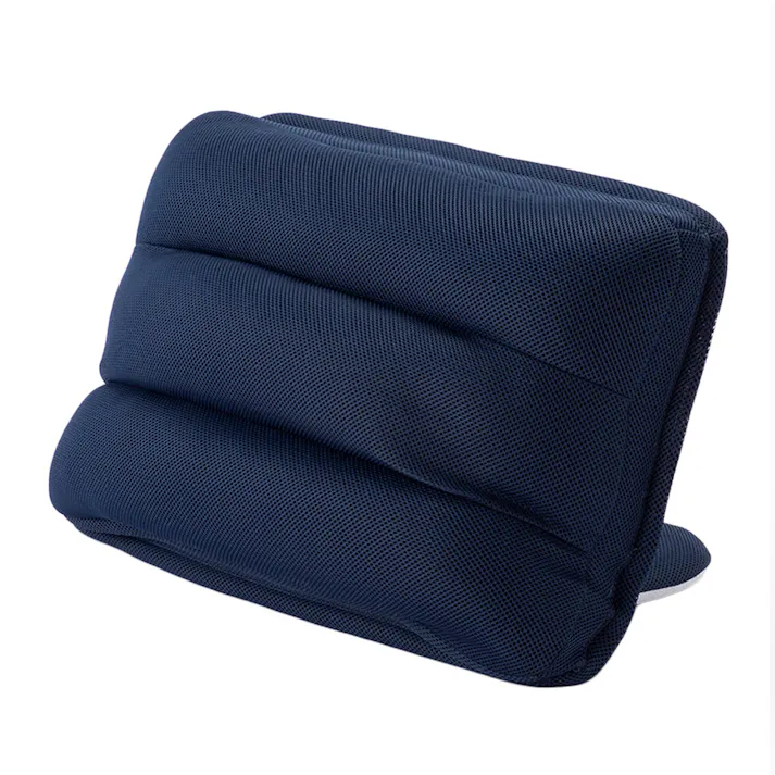 カバーが洗える背もたれイス Lepoco ネイビー 幅58cm 奥行36~42cm 高さ16~35cm 角度調整 14段階リクライニング 枕 足置き 座椅子