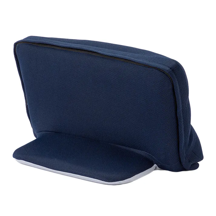 カバーが洗える背もたれイス Lepoco ネイビー 幅58cm 奥行36~42cm 高さ16~35cm 角度調整 14段階リクライニング 枕 足置き 座椅子