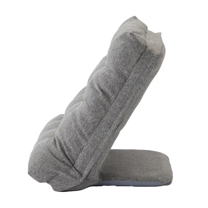 カバーが洗える背もたれイス F-Lepoco グレー 幅57cm 奥行44~57cm 高さ16~50cm 洗濯OK リクライニング 枕 足置き (販売終了)