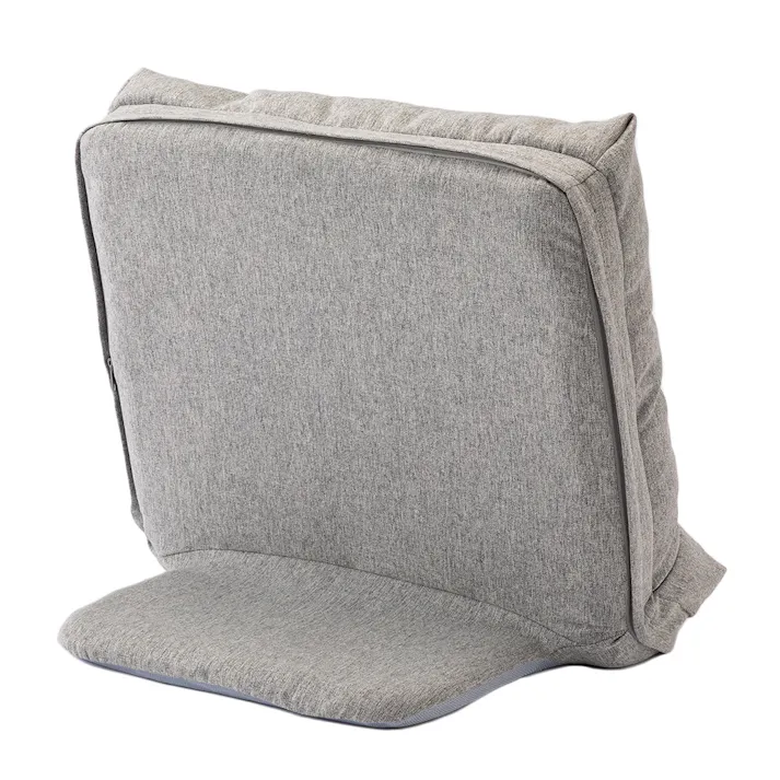 カバーが洗える背もたれイス F-Lepoco グレー 幅57cm 奥行44~57cm 高さ16~50cm 洗濯OK リクライニング 枕 足置き (販売終了)