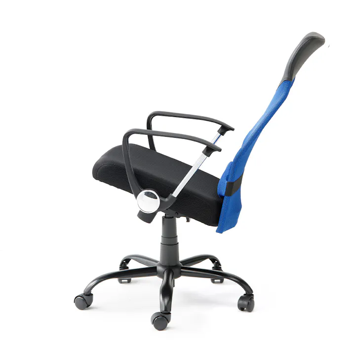 背中がムレにくいハイバックチェア ブルー Y55