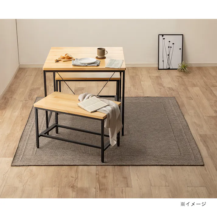 汚れが取れやすいダイニングラグ ウィルトン モカ 180×180cm
