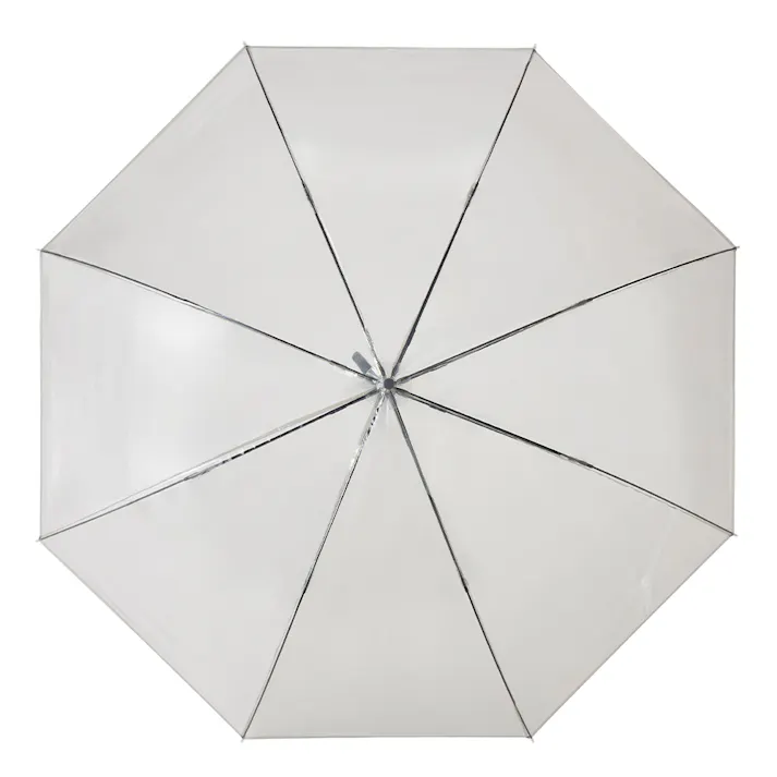 折れにくいワンタッチ式カラービニール傘 70cm クリアグレー