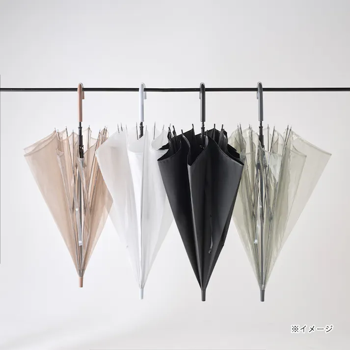 折れにくいワンタッチ式カラービニール傘 65cm クリアブラウン