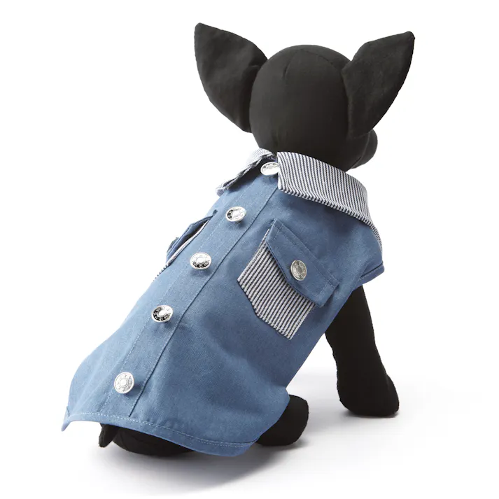 【送料無料】Gジャン風ウェア ブルー MDサイズ ペット服(犬の服)