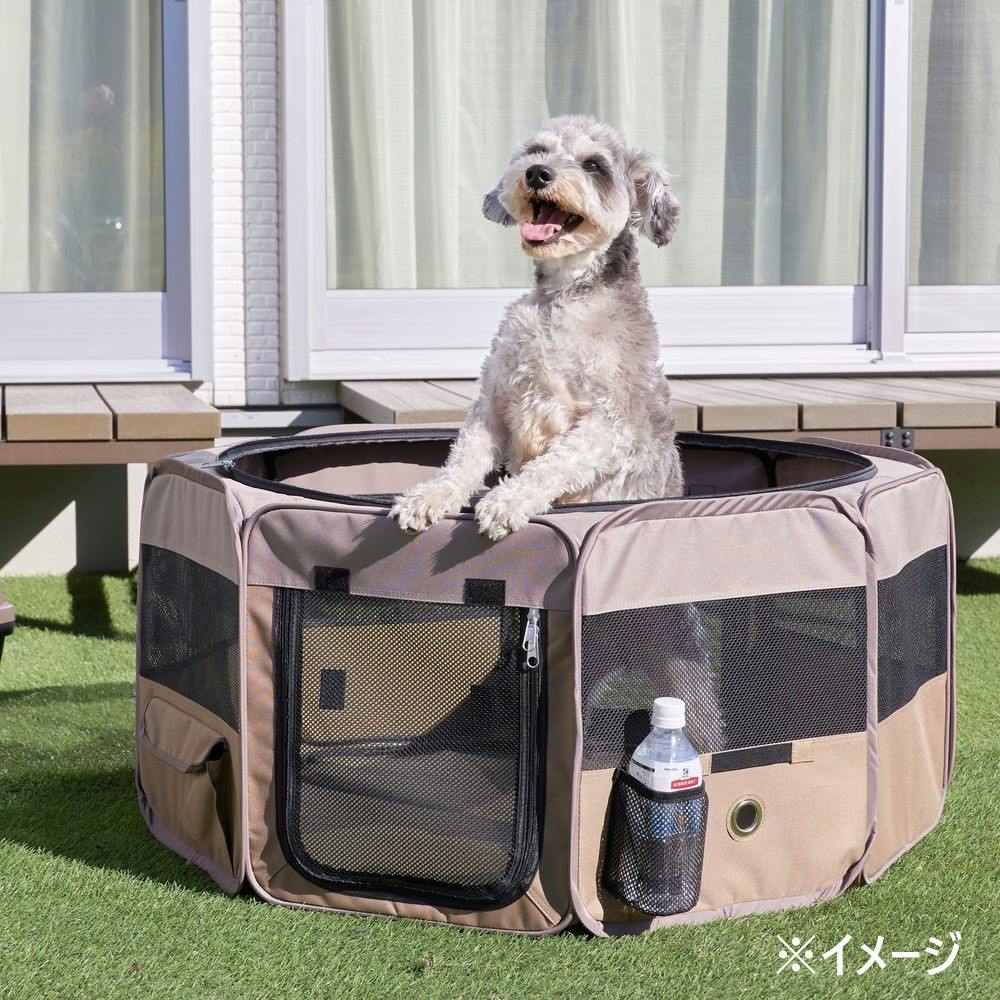 折りたたみメッシュサークル ベージュ Mサイズ | ペット用品（犬