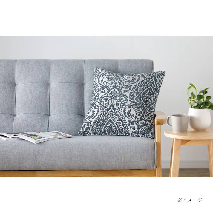 クッションカバー ダマスク ブルー※カバーのみ