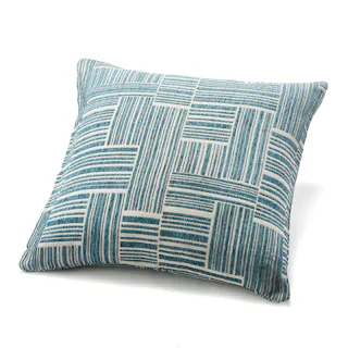 クッションカバー 幾何ライン ブルー※カバーのみ