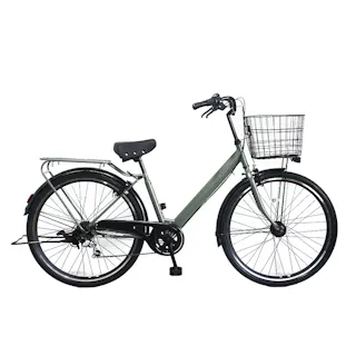 【自転車】Nopa パンクしない軽快車 27.5型 外装6段 オリーブ