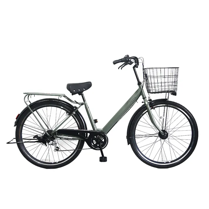 【自転車】Nopa パンクしない軽快車 27.5型 外装6段 オリーブ
