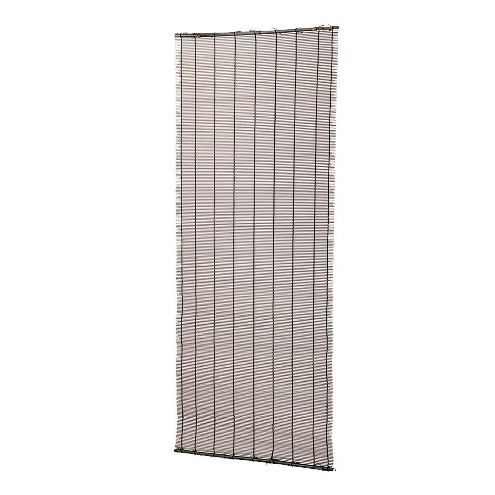 樹脂製すだれ ブラウン 横88cm 縦180cm 桟/黒丸竹 和モダン 日除け