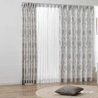4枚組カーテン フライス アイボリー 100×110cm