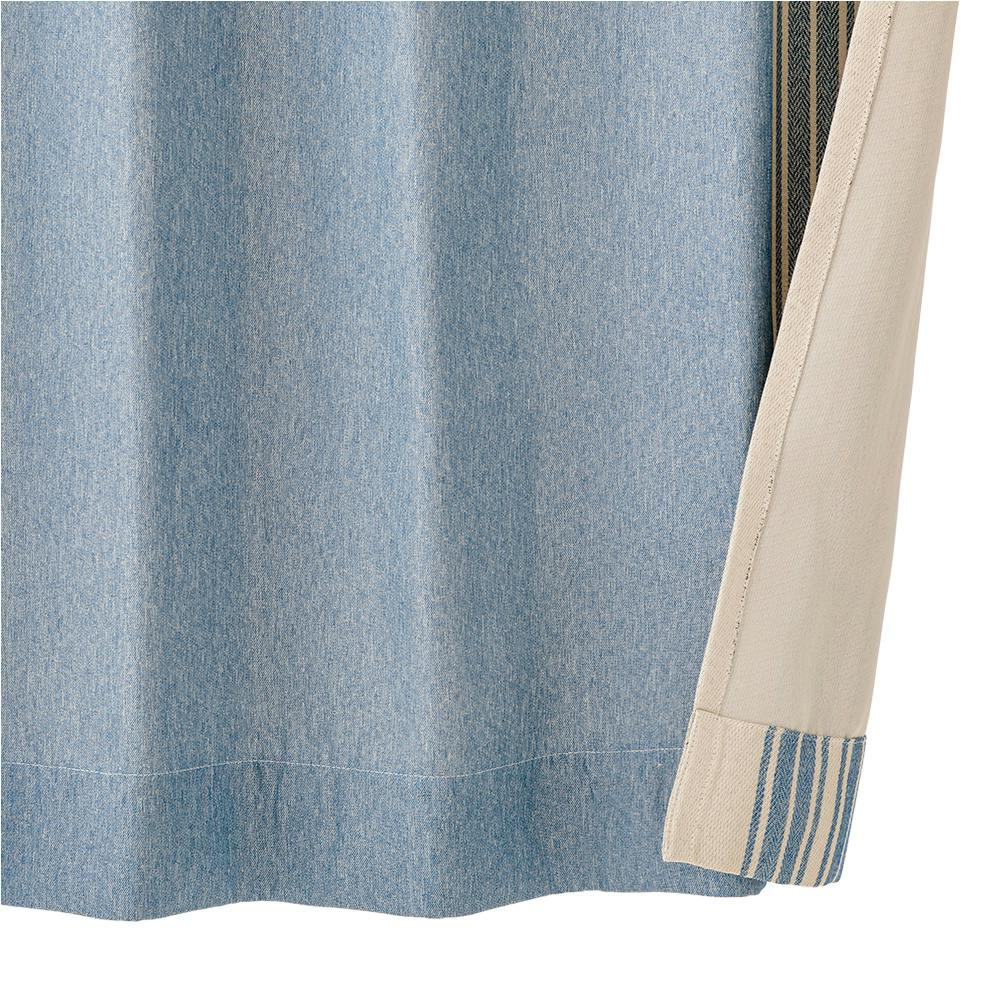 遮光4枚組カーテン ベントス ブルー 幅100cm 丈210cm