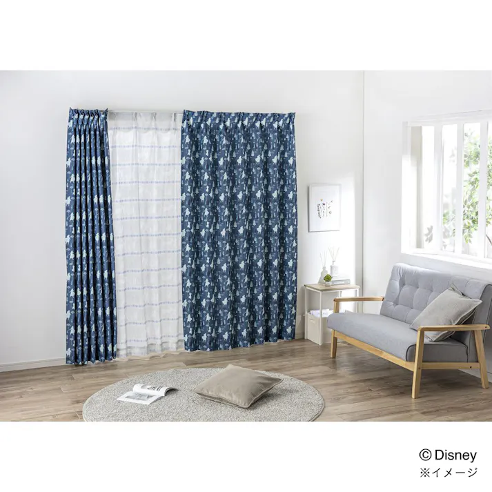 ディズニー カーテン アナ&エルサ 100×110cm 2枚組 洗濯OK 遮光率 99.81%【別送品】
