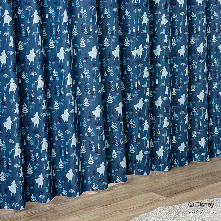 ディズニー カーテン アナ&エルサ 100×230cm 2枚組 洗濯OK 遮光率 99.81%【別送品】
