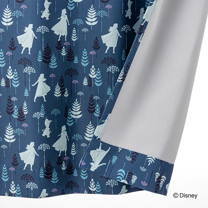 ディズニー カーテン アナ&エルサ 100×230cm 2枚組 洗濯OK 遮光率 99.81%【別送品】